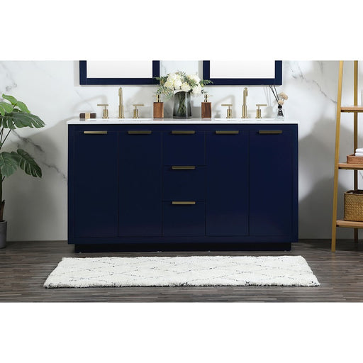 Elegant Kitchen/Bath Blake 60" Double Bathroom Vanity, Blue