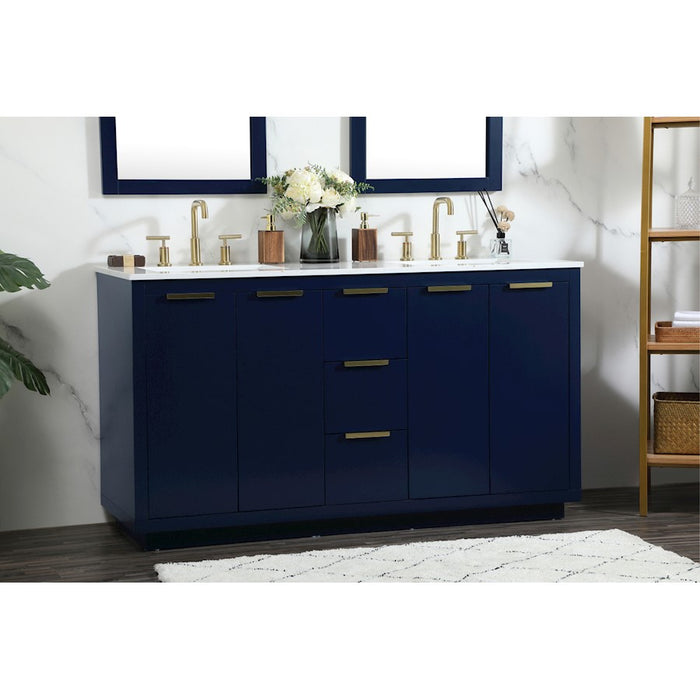 Elegant Kitchen/Bath Blake 60" Double Bathroom Vanity, Blue