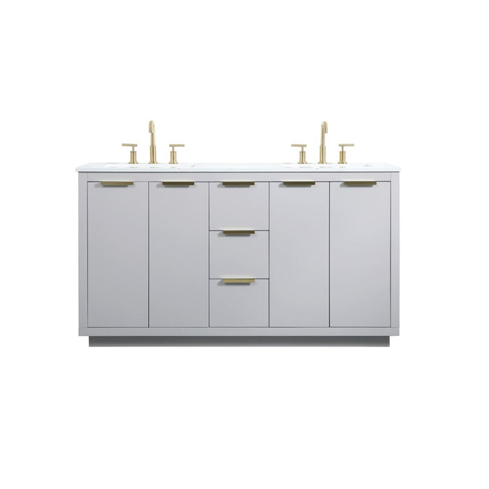 Elegant Kitchen/Bath Blake 60" Double Bathroom Vanity, Grey - VF19460DGR