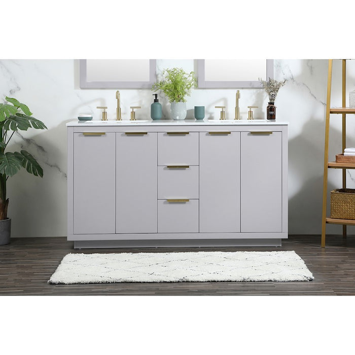 Elegant Kitchen/Bath Blake 60" Double Bathroom Vanity, Grey
