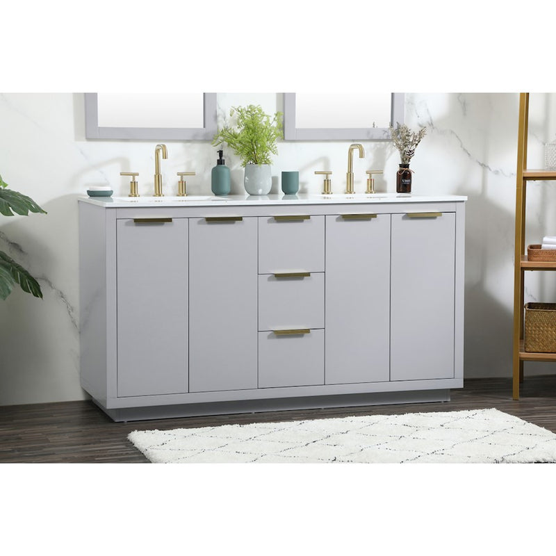 Elegant Kitchen/Bath Blake 60" Double Bathroom Vanity, Grey