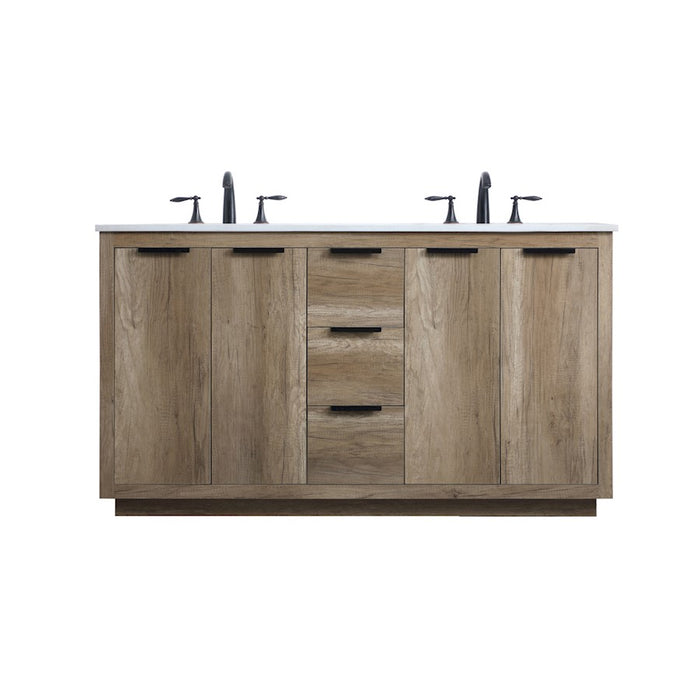 Elegant Lighting Blake 60"L Double Vanity Sink, Natural Oak - VF19460DNT