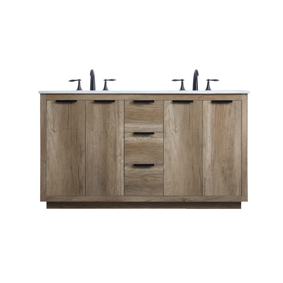 Elegant Lighting Blake 60"L Double Vanity Sink, Natural Oak - VF19460DNT