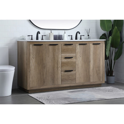 Elegant Lighting Blake 60"L Double Vanity Sink, Natural Oak