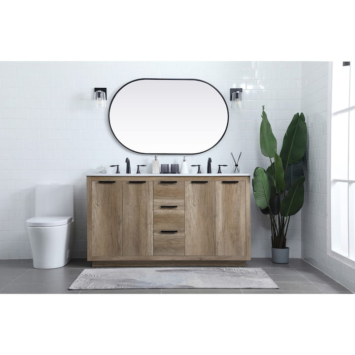 Elegant Lighting Blake 60"L Double Vanity Sink, Natural Oak