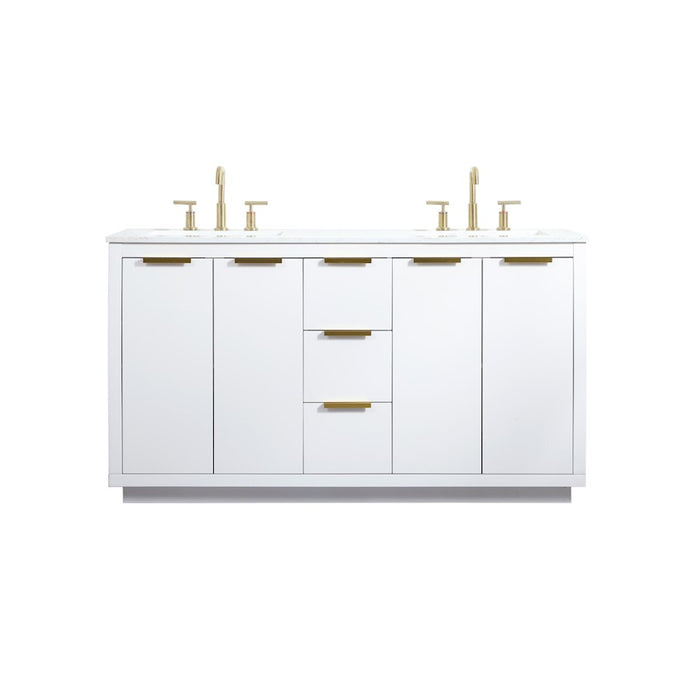 Elegant Kitchen/Bath Blake 60" Double Bathroom Vanity, White - VF19460DWH