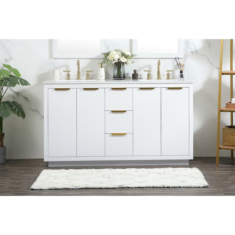 Elegant Kitchen/Bath Blake 60" Double Bathroom Vanity, White