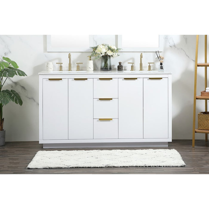 Elegant Kitchen/Bath Blake 60" Double Bathroom Vanity, White
