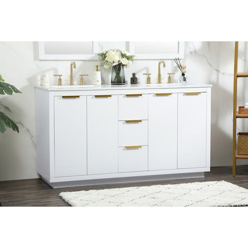 Elegant Kitchen/Bath Blake 60" Double Bathroom Vanity, White