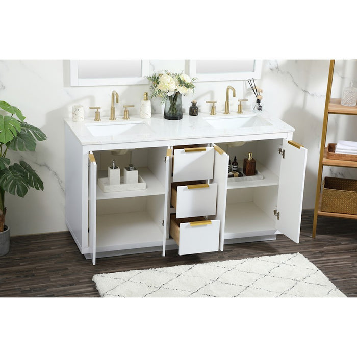 Elegant Kitchen/Bath Blake 60" Double Bathroom Vanity, White