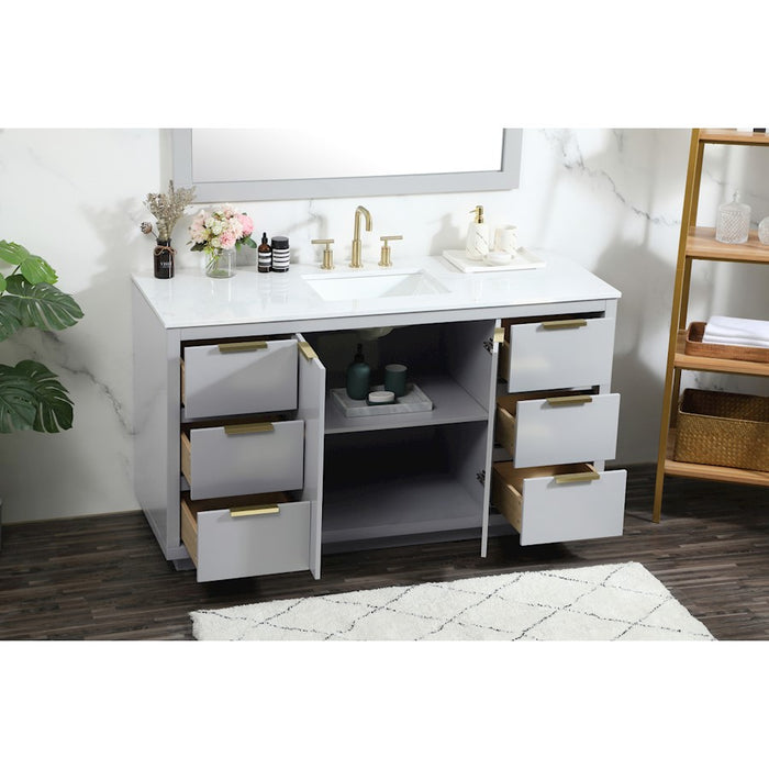 Elegant Kitchen/Bath Blake 60" Single Bathroom Vanity, Grey