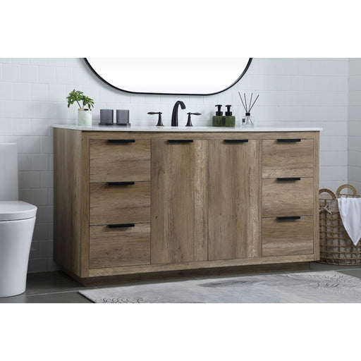 Elegant Lighting Blake 60"L Single Vanity Sink, Natural Oak