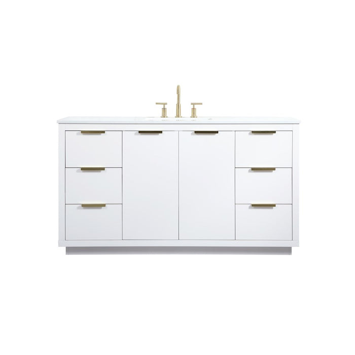 Elegant Kitchen/Bath Blake 60" Single Bathroom Vanity, White - VF19460WH