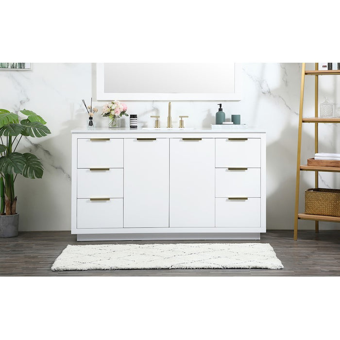 Elegant Kitchen/Bath Blake 60" Single Bathroom Vanity, White