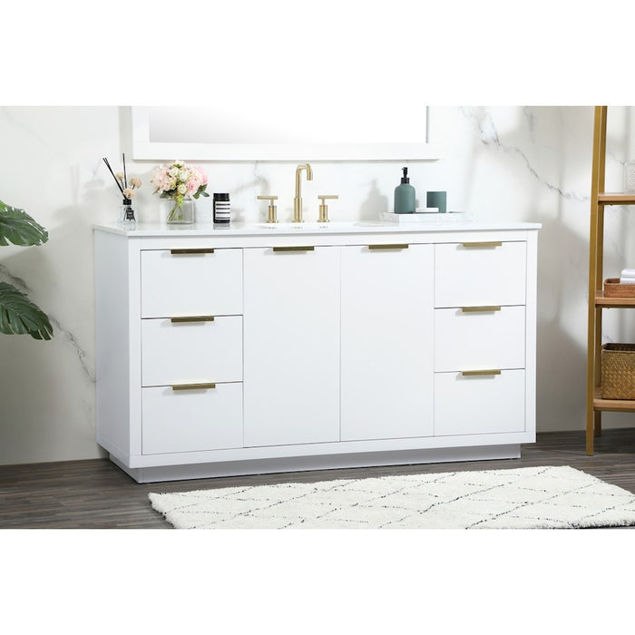 Elegant Kitchen/Bath Blake 60" Single Bathroom Vanity, White