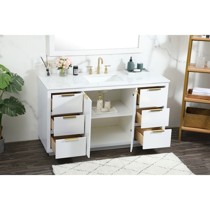 Elegant Kitchen/Bath Blake 60" Single Bathroom Vanity, White