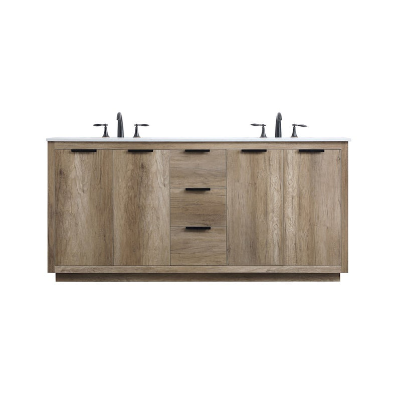 Elegant Lighting Blake 72"L Double Vanity Sink, Natural Oak - VF19472DNT