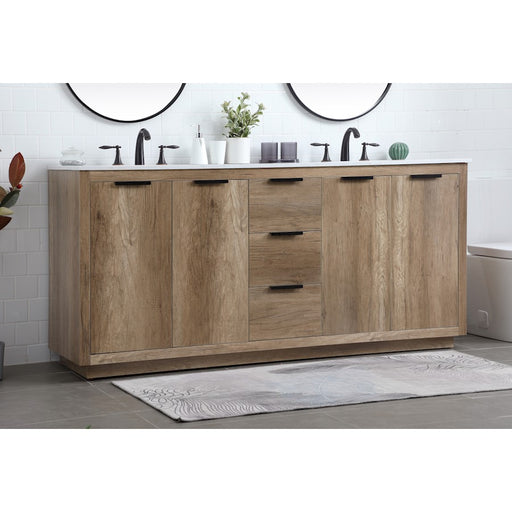 Elegant Lighting Blake 72"L Double Vanity Sink, Natural Oak