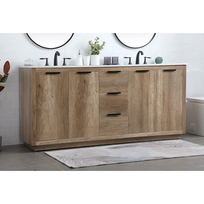 Elegant Lighting Blake 72"L Double Vanity Sink, Natural Oak