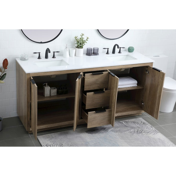 Elegant Lighting Blake 72"L Double Vanity Sink, Natural Oak