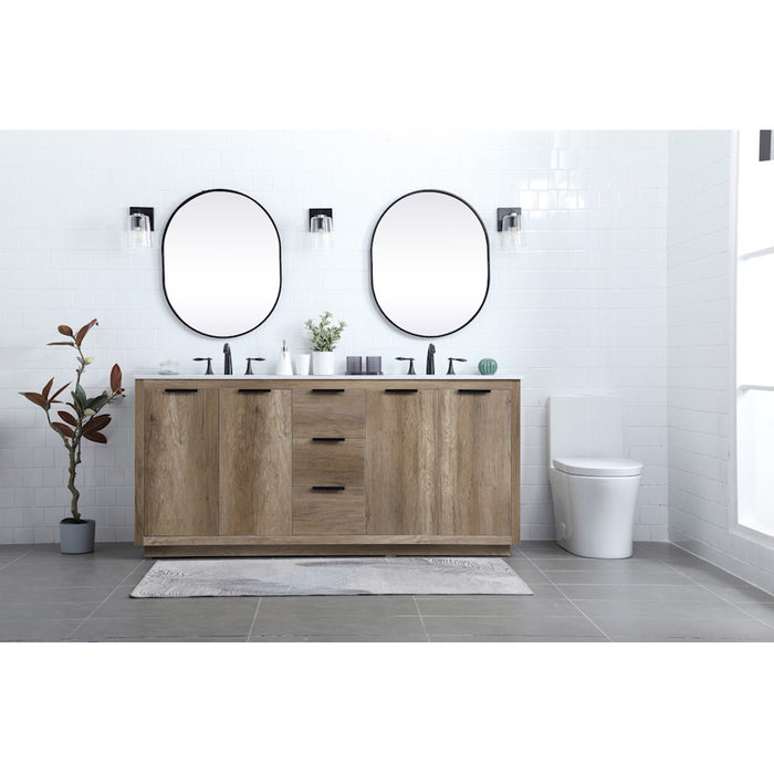 Elegant Lighting Blake 72"L Double Vanity Sink, Natural Oak