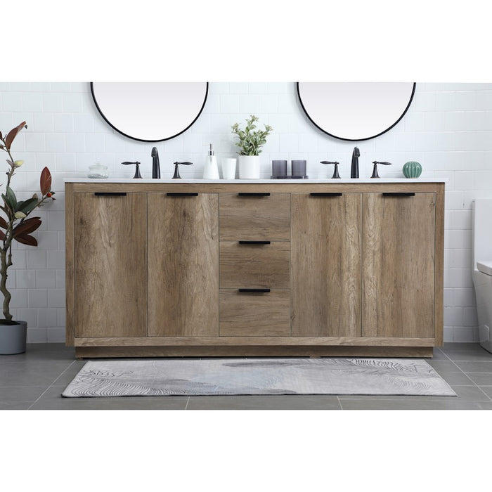 Elegant Lighting Blake 72"L Double Vanity Sink, Natural Oak
