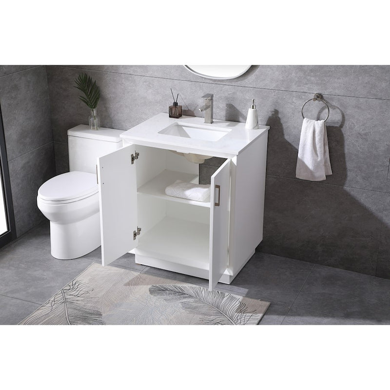 Elegant Lighting Hayes 30"L Single Vanity Sink, White