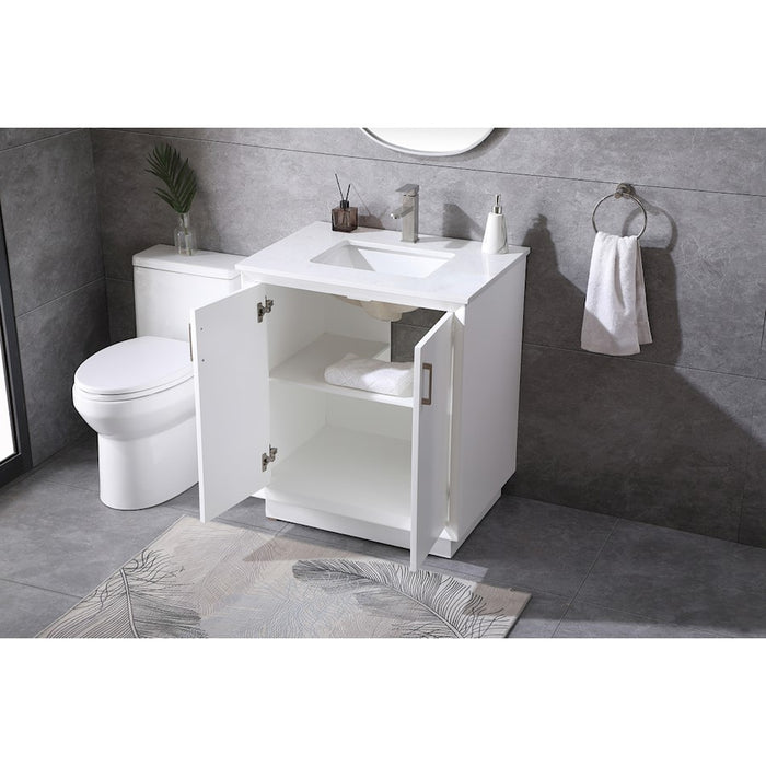 Elegant Lighting Hayes 30"L Single Vanity Sink, White