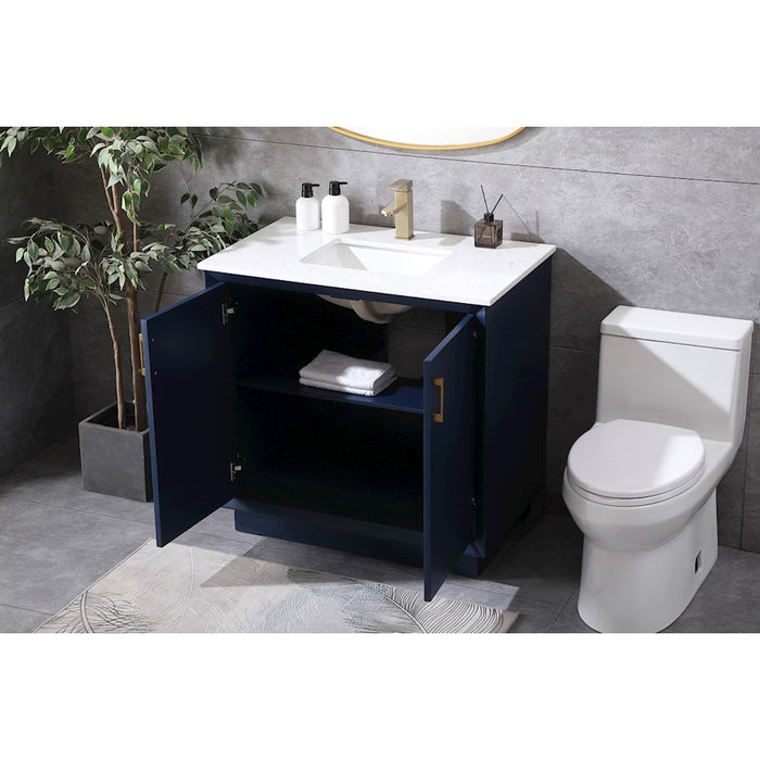 Elegant Lighting Hayes 36"L Single Vanity Sink, Blue