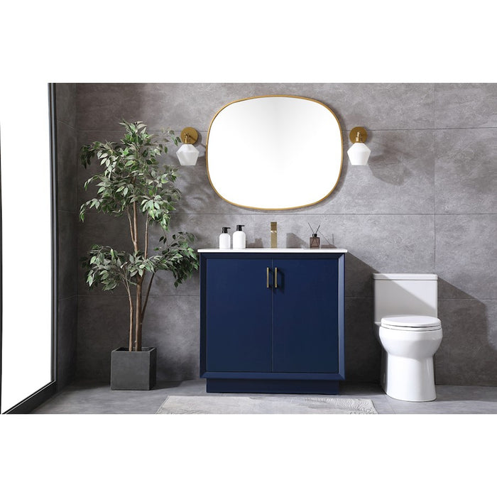 Elegant Lighting Hayes 36"L Single Vanity Sink, Blue