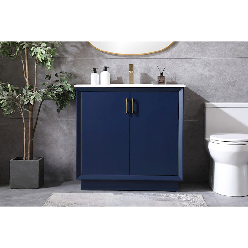 Elegant Lighting Hayes 36"L Single Vanity Sink, Blue