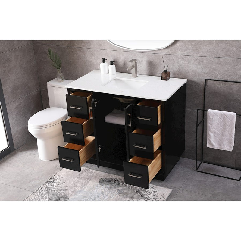 Elegant Lighting Hayes 42"L Single Vanity Sink, Black