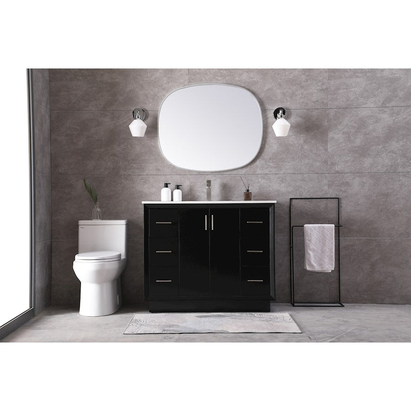 Elegant Lighting Hayes 42"L Single Vanity Sink, Black