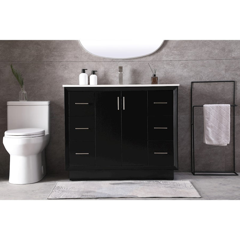 Elegant Lighting Hayes 42"L Single Vanity Sink, Black