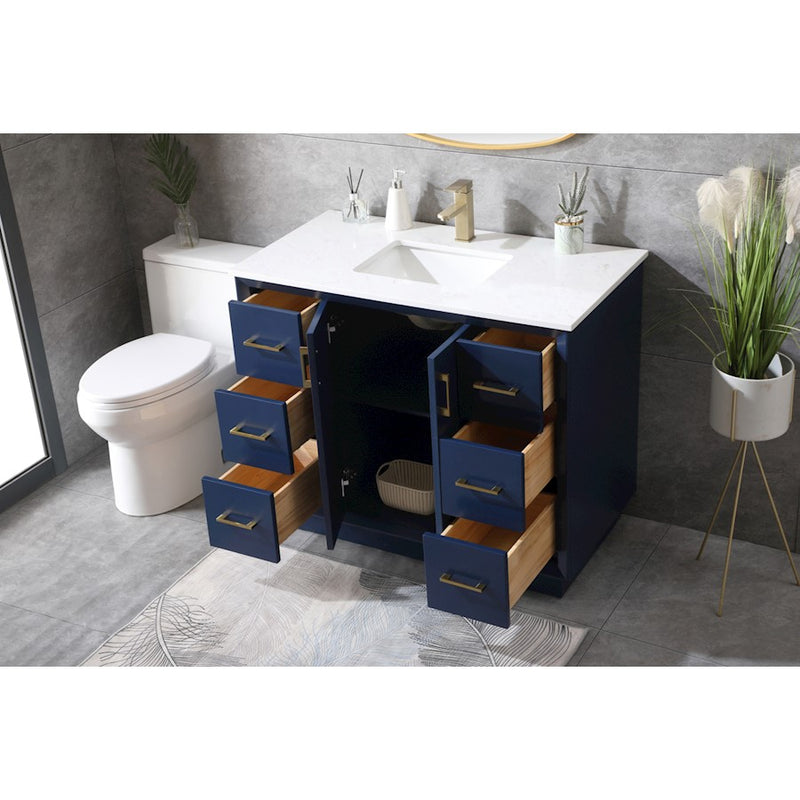 Elegant Lighting Hayes 42"L Single Vanity Sink, Blue