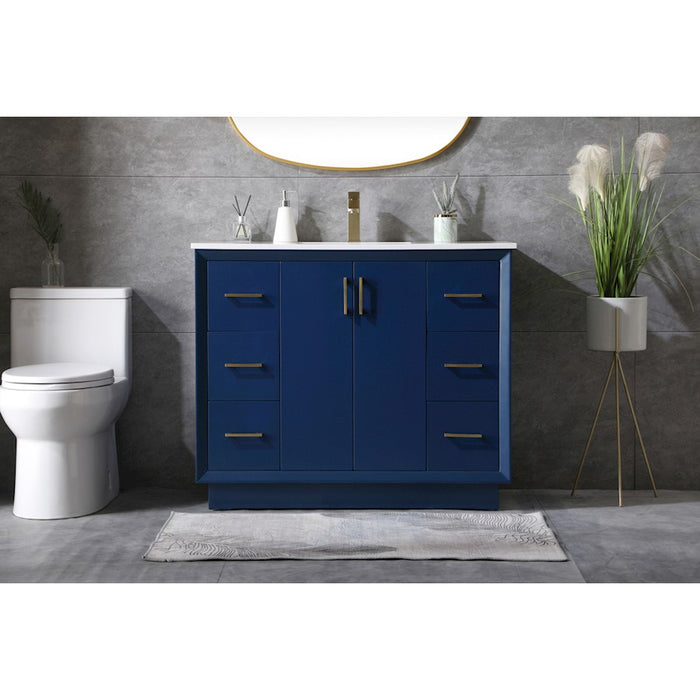 Elegant Lighting Hayes 42"L Single Vanity Sink, Blue