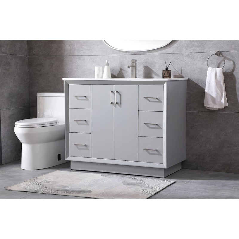 Elegant Lighting Hayes 42"L Single Vanity Sink, Grey