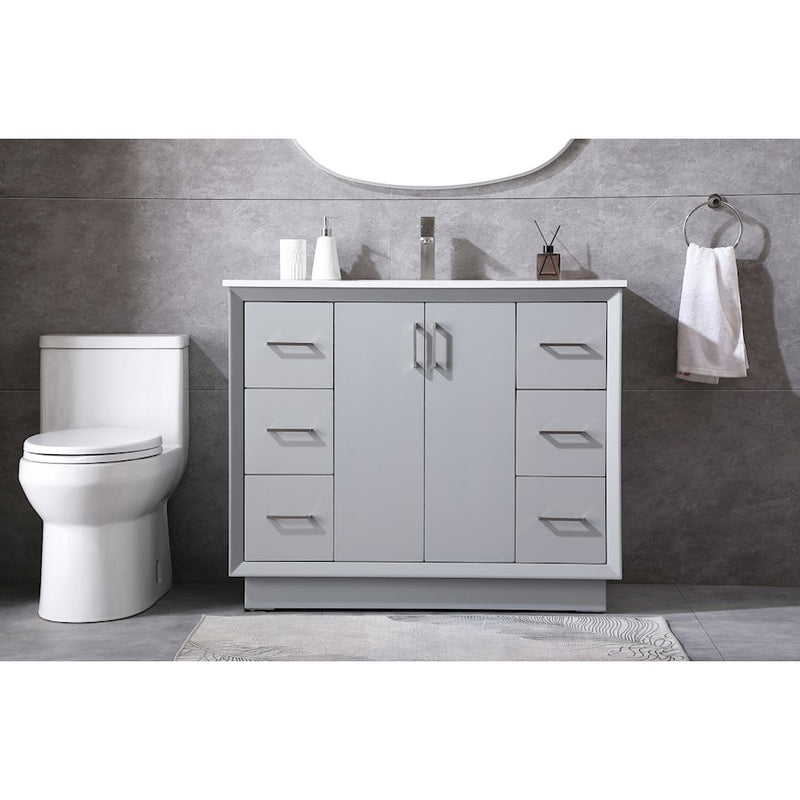 Elegant Lighting Hayes 42"L Single Vanity Sink, Grey