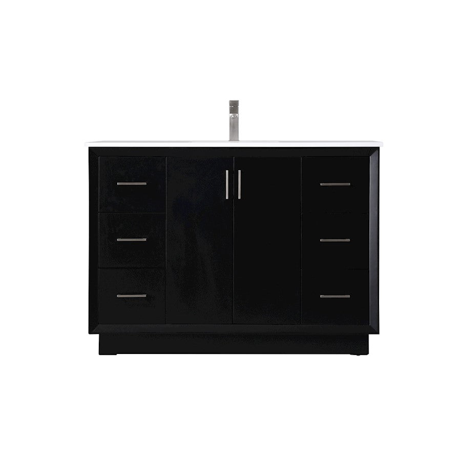 Elegant Lighting Hayes 48"L Single Vanity Sink, Black - VF19648BK