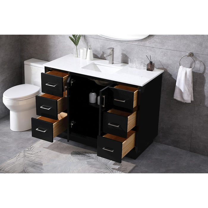 Elegant Lighting Hayes 48"L Single Vanity Sink, Black