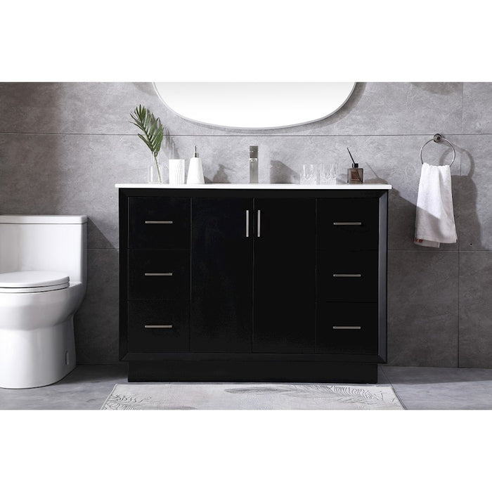 Elegant Lighting Hayes 48"L Single Vanity Sink, Black