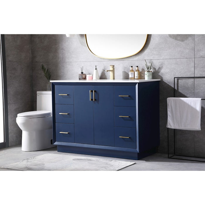 Elegant Lighting Hayes 48"L Single Vanity Sink, Blue