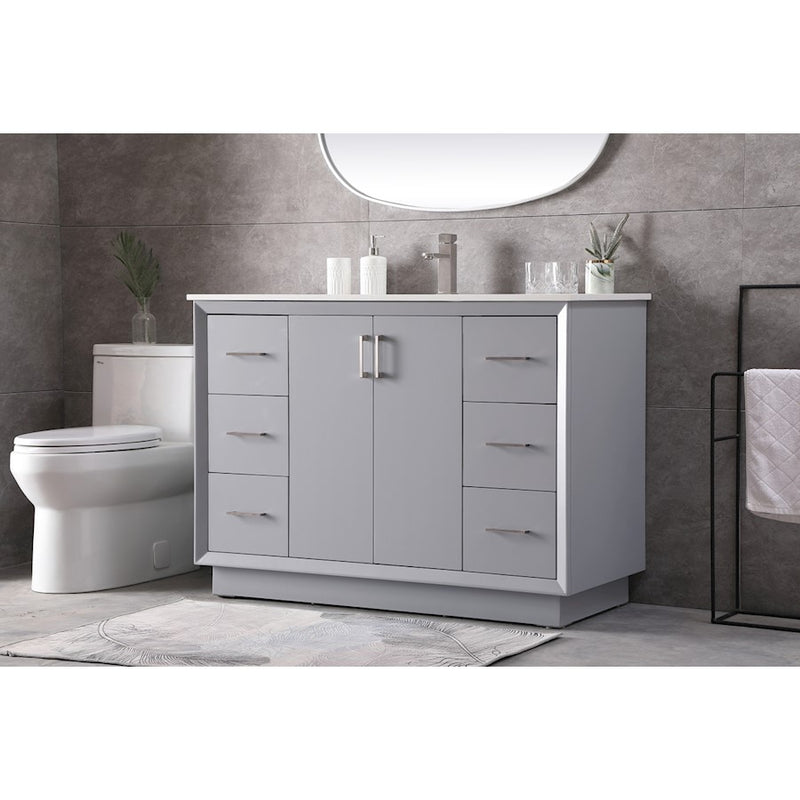 Elegant Lighting Hayes 48"L Single Vanity Sink, Grey