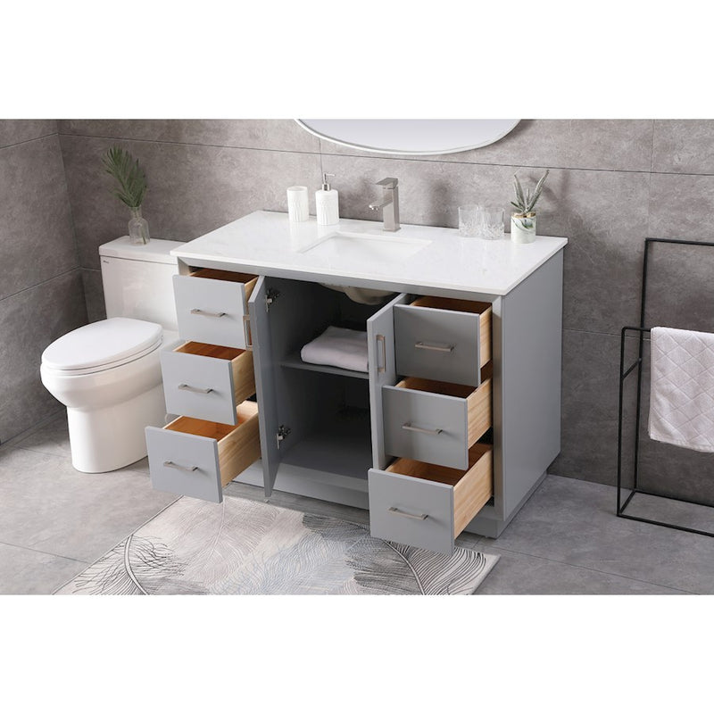 Elegant Lighting Hayes 48"L Single Vanity Sink, Grey