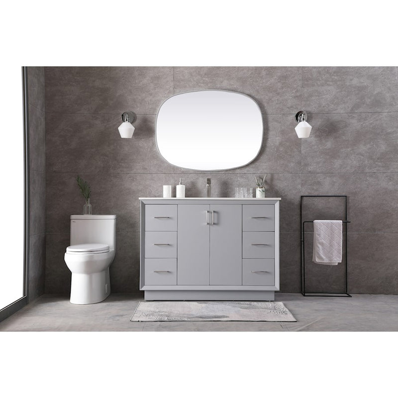 Elegant Lighting Hayes 48"L Single Vanity Sink, Grey