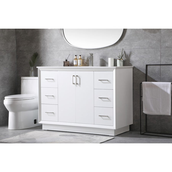 Elegant Lighting Hayes 48"L Single Vanity Sink, White