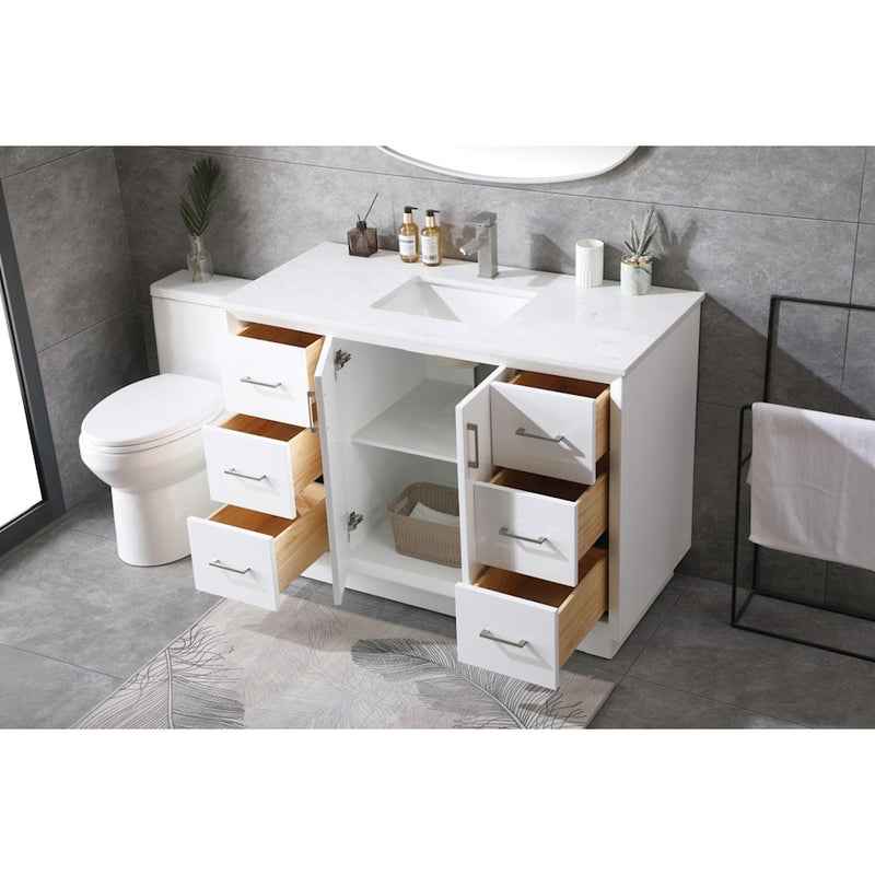 Elegant Lighting Hayes 48"L Single Vanity Sink, White