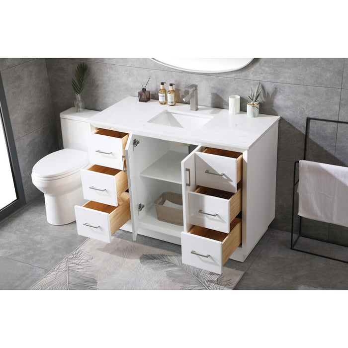 Elegant Lighting Hayes 48"L Single Vanity Sink, White