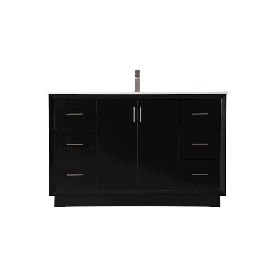 Elegant Lighting Hayes 54"L Single Vanity Sink, Black - VF19654BK