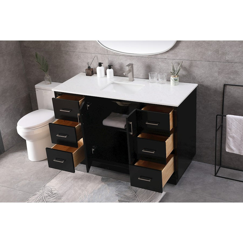 Elegant Lighting Hayes 54"L Single Vanity Sink, Black